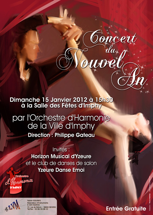 Affiche du Concert du Nouvel An 2012 de l'Orchestre d'Harmonie de la Ville d'Imphy