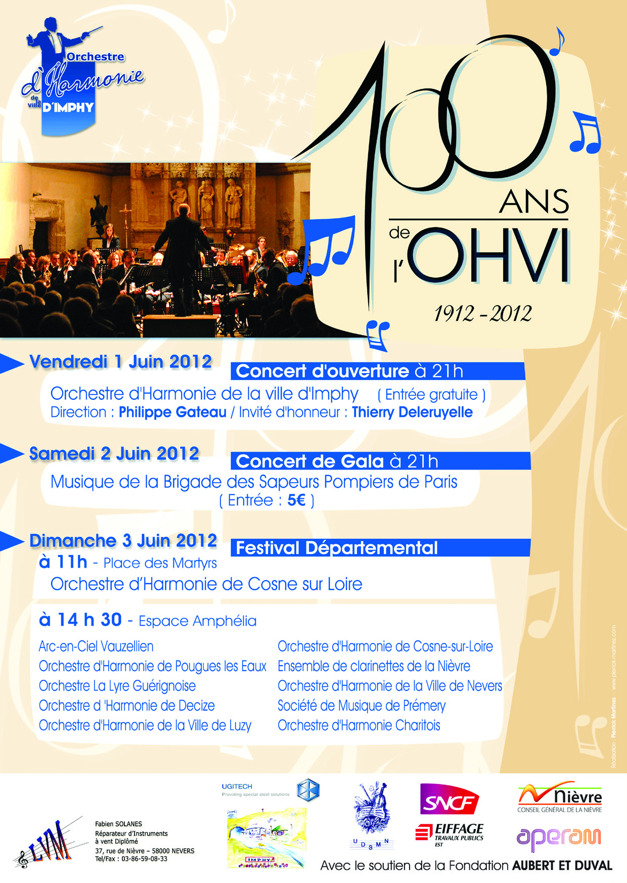 Programme du centenaire de l'Orchestre d'Harmonie de la Ville d'Imphy